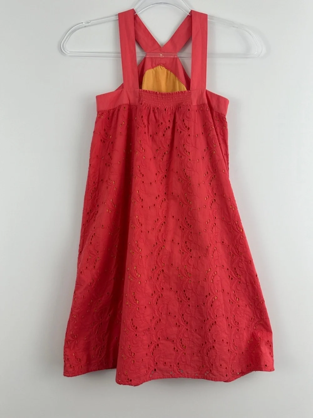 Gymboree Red Eyelet Halter Dress Girls Size 10 Floral Accent Summer Party